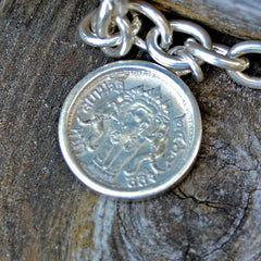 Thai Coin Sterling Silver Charm Bracelet