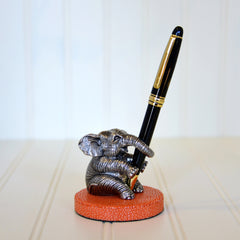 Pewter Elephant & Stingray Base Pen Holder - Tangerine
