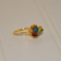 Mixed Gems Gold Ring