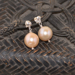 Pink Freshwater Pearl on Silver Stud Earring