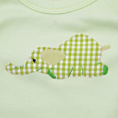 Long Sleeve Onesie - Lime Green with Elephant