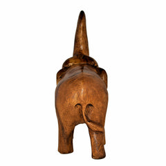 Hand Carved Elephant Figure (6 inch, Light Color, Trunk Up)