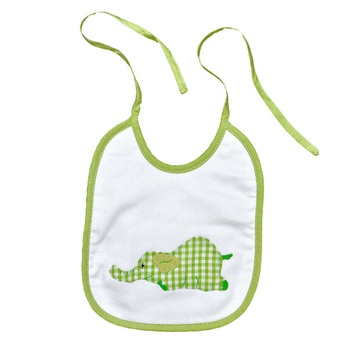 Laying Elephant Back Tie Infant Bib - Green