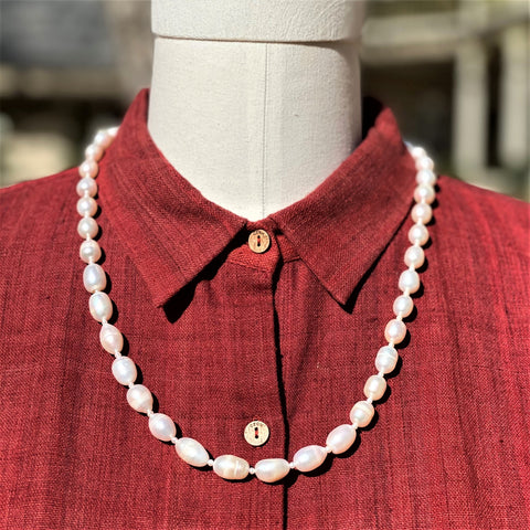 White Freshwater Pearl Necklace 24"