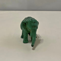 Vintage Cast Iron Elephant Figure - Green