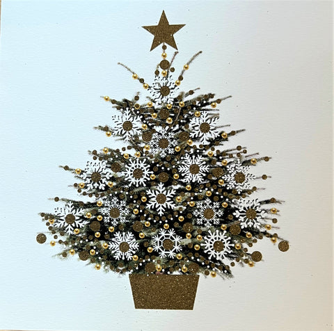 Gold Christmas Tree Holiday Card #L2162