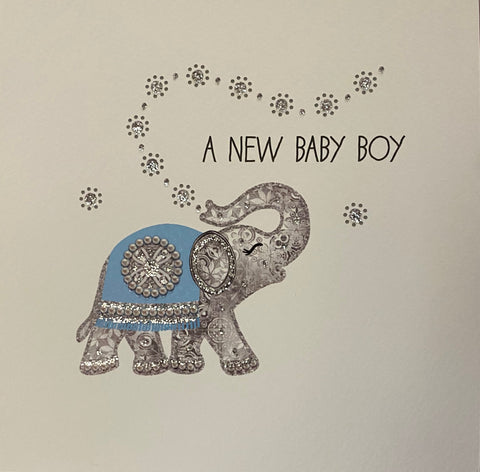A New Baby Boy Elephant Card (Blue)