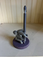 Pewter Elephant &Stingray Base Pen Holder - Lavender