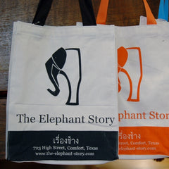Gift with purchase:  Elephant Story canvas shopping bag in Black