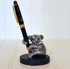 Pewter Elephant & Stingray Base Pen Holder - Charcoal