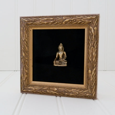 Bronze Buddha Figure in Shadow box Frame