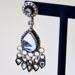 Indian Silver & Glass Earrings