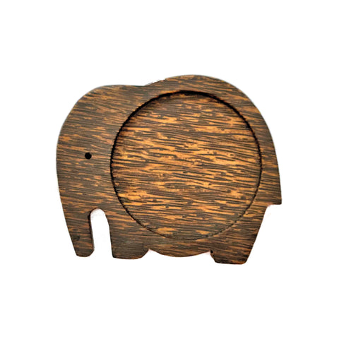 Coconut Wood Elephant Coaster - Trunk Down