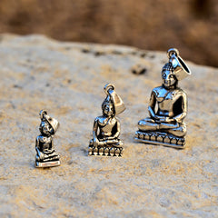 Sterling Silver Buddha Pendant - Large (1.3in/34mm)