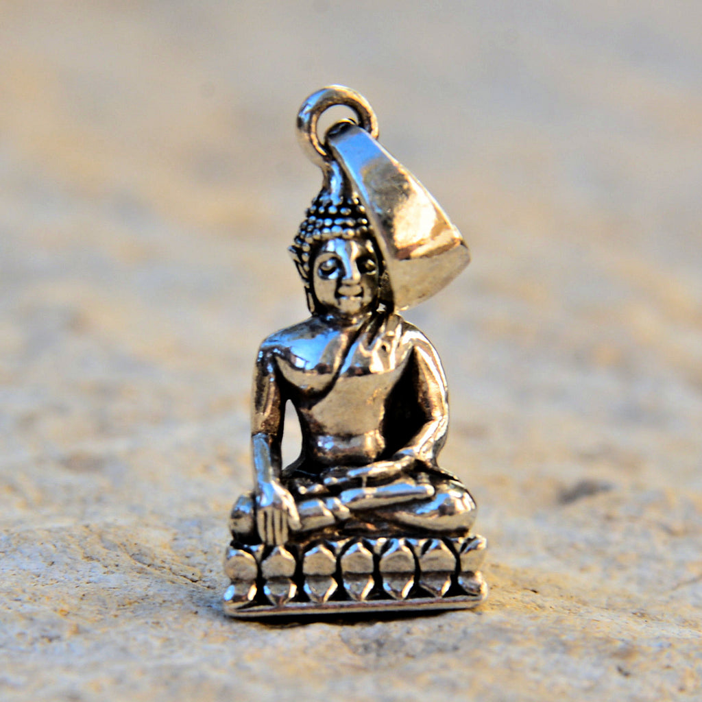 Sterling Silver Buddha Pendant - Medium (.98in/25mm)
