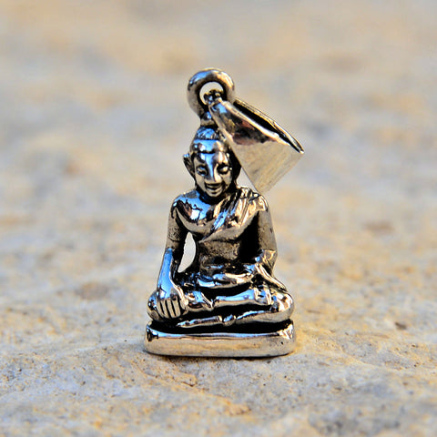Sterling Silver Buddha Pendant - Small (.74in/19mm)