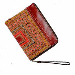 Leather iPad Case with Hmong Fabric