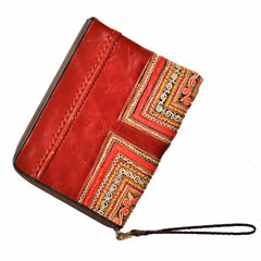 Leather iPad Case with Hmong Fabric