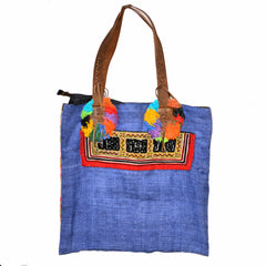 Hill Tribe Bag with Vintage Hmong Fabric and Leather Straps