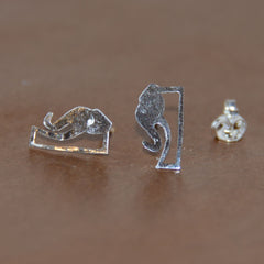 Sterling Silver Elephant Story Logo Stud Earrings