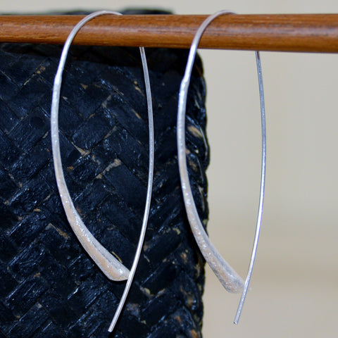 Brushed Sterling Silver Hook Earrings