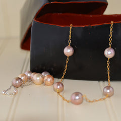 Baroque Pearls on Chain Necklace (20 inch)