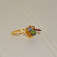 Mixed Gems Gold Ring