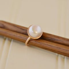 Rose Gold Baroque Freshwater Pearl Ring