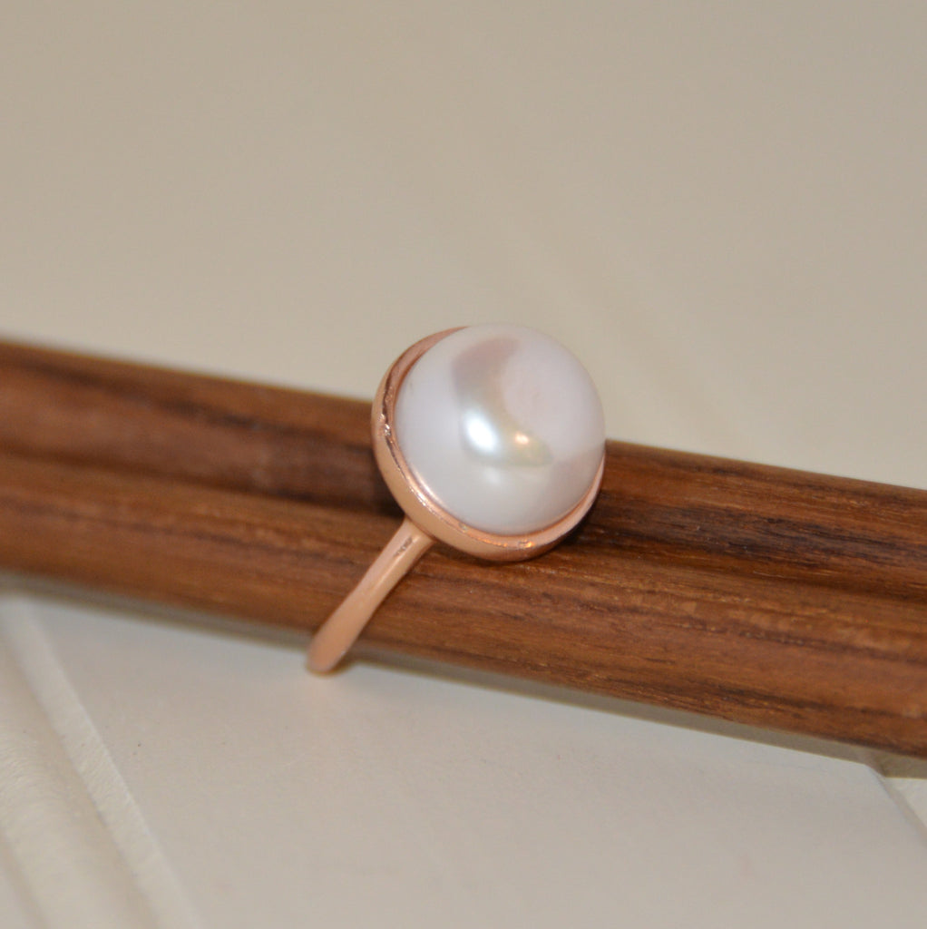 Rose Gold Baroque Freshwater Pearl Ring