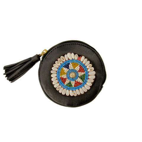 Hand-Beaded Round Coin Purse