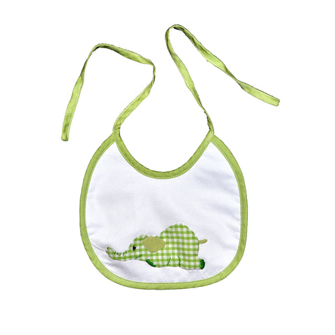 Laying Elephant Back Tie Infant Bib - Lime Green