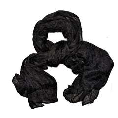 Organza Silk, Stripe Texture Scarf (Black)