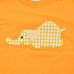 Short Sleeve Tee - Orange with Laying Elephant