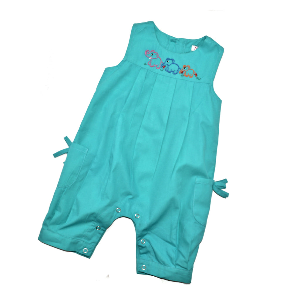 Onesie Jumper with Elephant Family - Turquoise