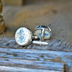 Siamese Chinese Porcelain Token & Silver Cuff Links