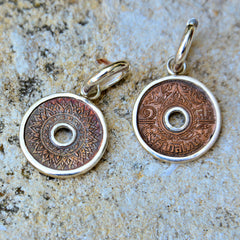 Thai Copper Coin Hoop Earrings