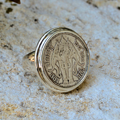 Thai Sterling Silver Coin Ring