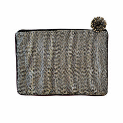 Beaded Sequin Clutch Bag with Pansy Beading