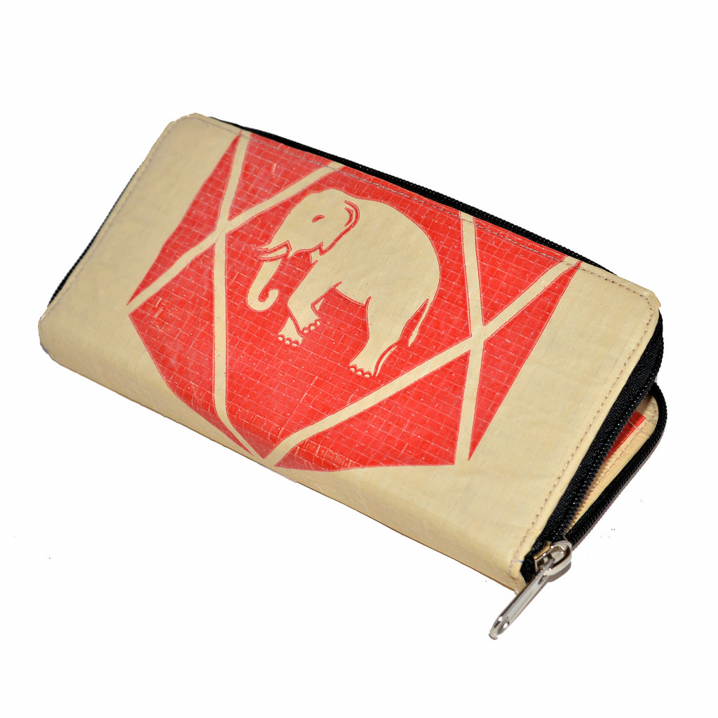Elephant Cement Woman's Wallet with Zipper Closure