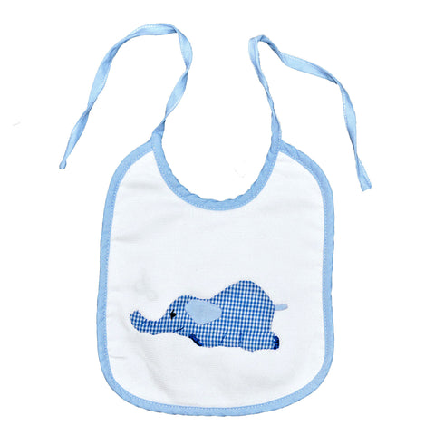 Laying Elephant Back Tie Infant Bib - Blue