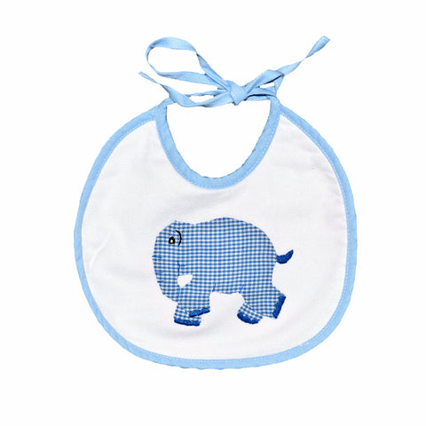 Standing Elephant Back Tie Infant Bib - Blue