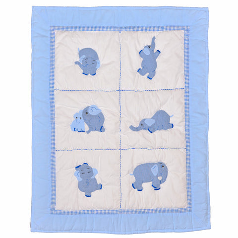 Elephant Baby Quilt - Blue