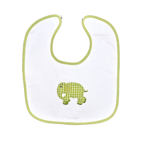 Standing Elephant Back Button Bib - Lime Green