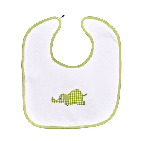Laying Elephant Back Button Bib - Lime Green