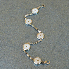 5 Silver Bound Conch Shell Bracelet (off-white)