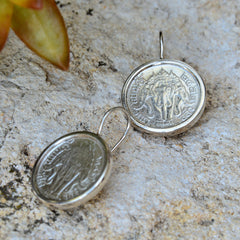Thai Sterling Silver Coin French Hook Earrings
