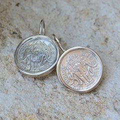 Thai Sterling Silver Coin French Hook Earrings