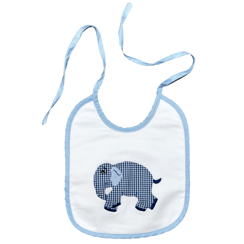 Standing Elephant Back Tie Infant Bib - Blue