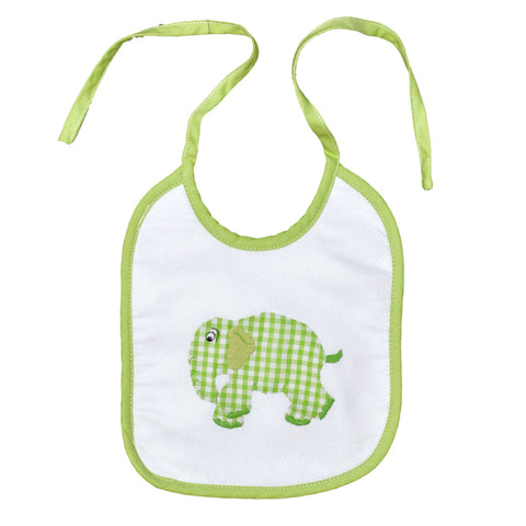 Standing Elephant Back Tie Infant Bib - Green