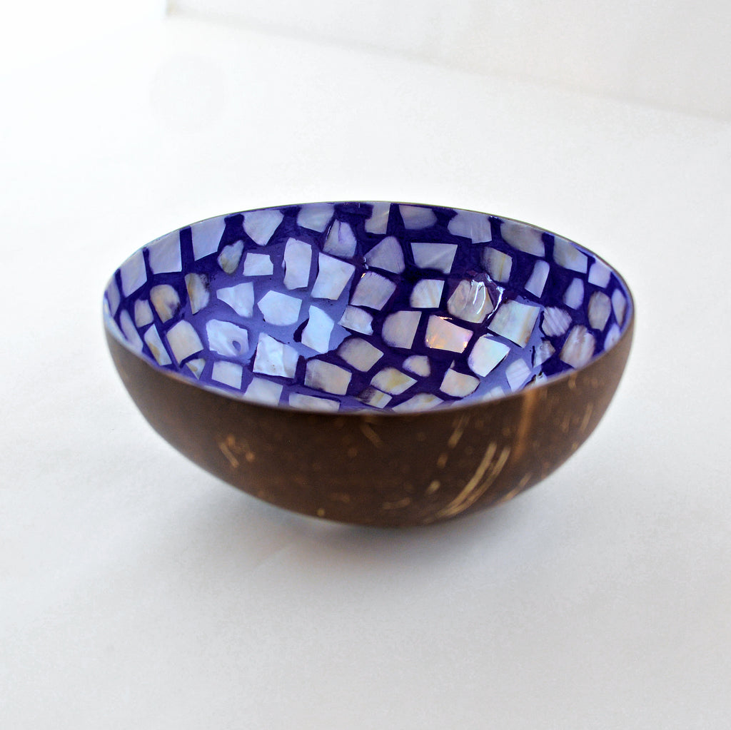 Oyster Shell Lacquered Coconut Bowl - Purple